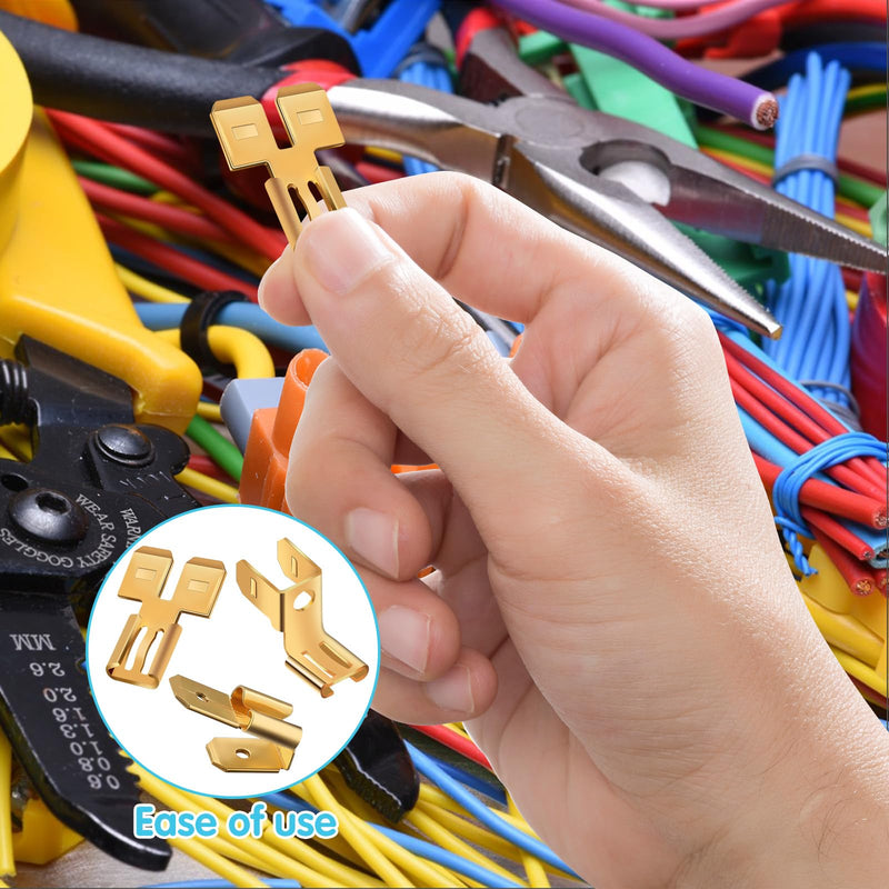 36Pcs Connectors Combination Kit Double Spade Connector, Piggyback Spade Connector, Chair Terminal Quick Disconnect Adapter 12 Each, Piggyback Spade Connectors, Female Spade Connector Spade Connector Gold
