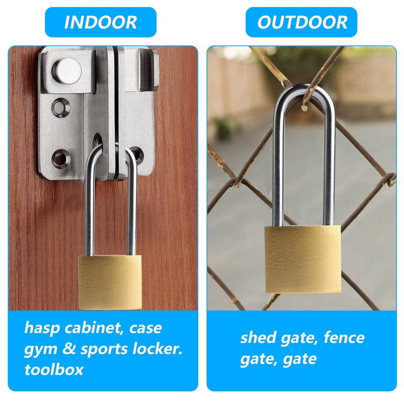 4 Pcs Padlock with Keys, 3.38 Inch Long Keyed Padlocks, Shackle Pad Lock with Keys, Lock and Key Set for Outdoor Fence Storage Unit Toolbox Shed Gym Locker Padlocks with Key (4, 3.38) 4