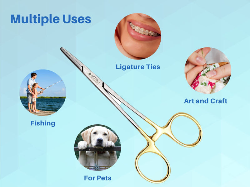 Artery Forceps Golden Straight 5 inches Mosquito Orthodontic Dental Surgical hemostat by Wise LINKERS