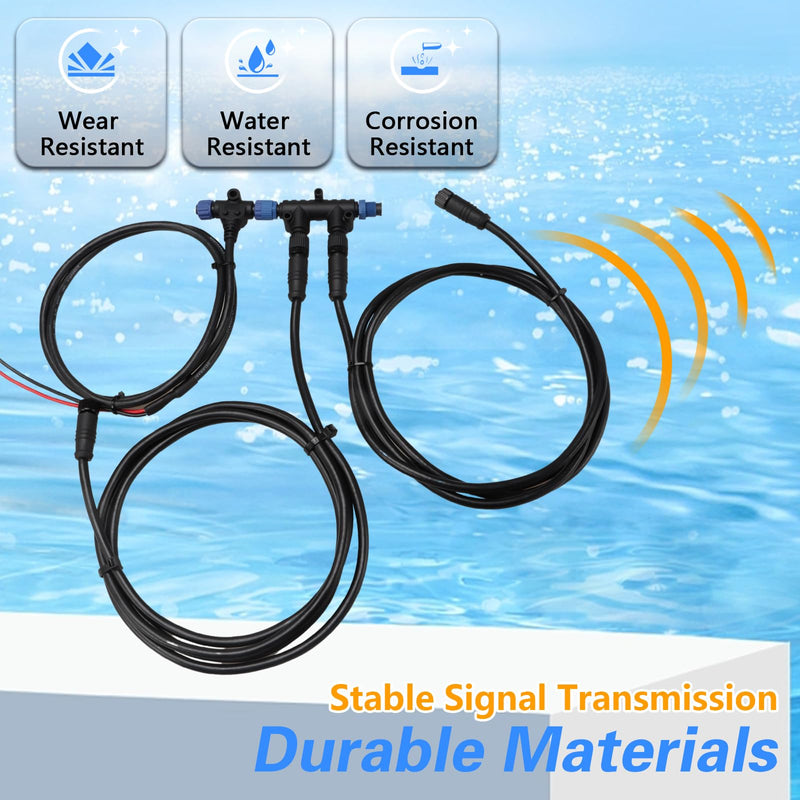 EVRBUL NMEA 2000 Starter Kit, Marine Grade NMEA 2000 Backbone Cables Drop Cables Dual Tee Connector Compatible with Lowrance Simrad Garmin Device
