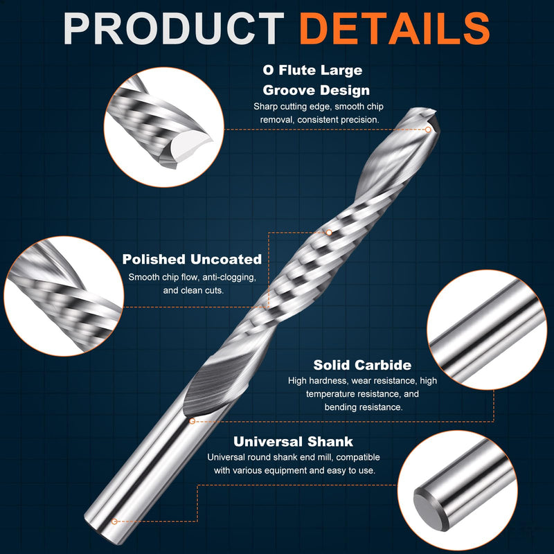 Carbide Upcut Spiral Router Bit, 8mm Shank CNC Router Bits 8mm x 52mm (Cutting Dia x Length) Single Flute End Mill Cutter for Wood Cut, Inlay, Grooving 8mm Dia - 52mm CL - 8mm Shank
