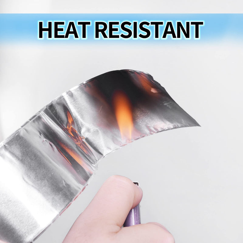 Aluminum Foil Heat Shield Tape 2inch x 65Yards, Aluminized Fiberglass Cool Tape 5.5mil Thick Heat Resistant Tape Thermal Barrier for Air Dryer Vent, HVAC, Heating Unit, Hose and Pipe, 196Ft 2inch x 65yard 1