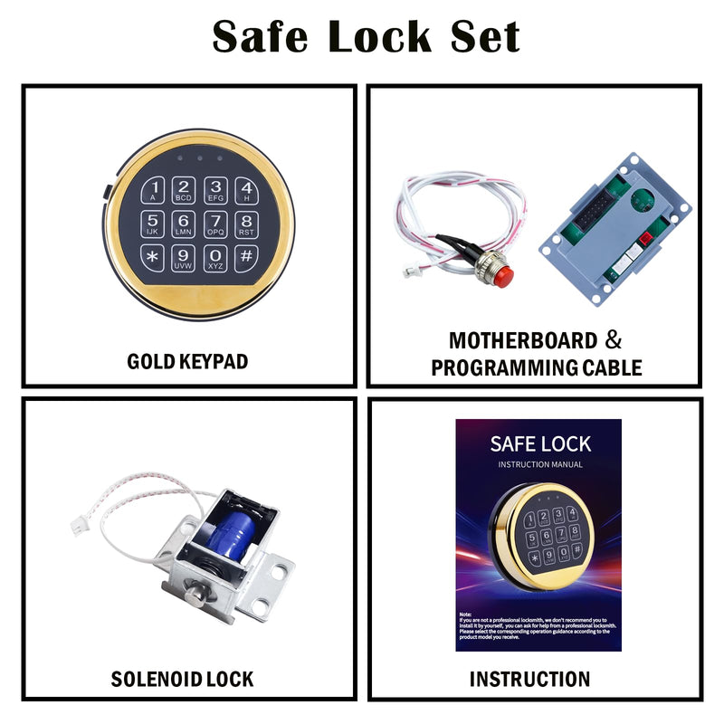 Electronic Safe Lock Replacement Keypad with Solenoid, with Programmable Electronic Keypad, Lock Fits High Security Safe Box and Security Cabinet