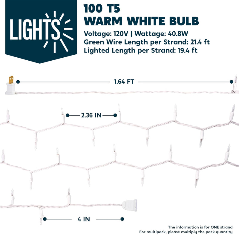 JOIEDOMI Christmas String Lights Indoor,100 Count Mini Warm Fairy Light,21.5FT Lighting Decor for Patio Dorm Classroom Bedroom Holiday Wedding Party Garland Birthday Festival Valentines Day,White Wire White 100ct