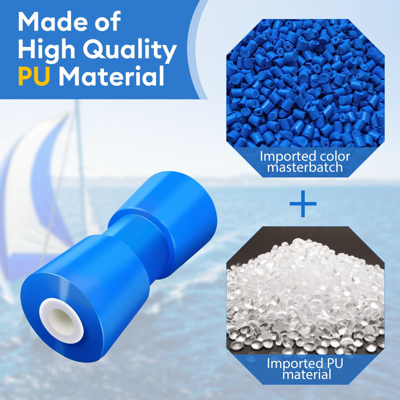 Heavy Duty Boat Trailer Keel Roller,8/10/12 Inch PU Blue Marine Roller Replacement for Boat Trailers 8inch