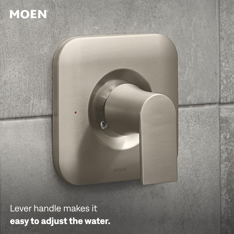 Moen Genta LX Pressure Balancing Eco-Performance Modern Shower Trim with Showerhead and Lever Handle, Posi-Temp Valve Required, Brushed Nickel, T2472EPBN