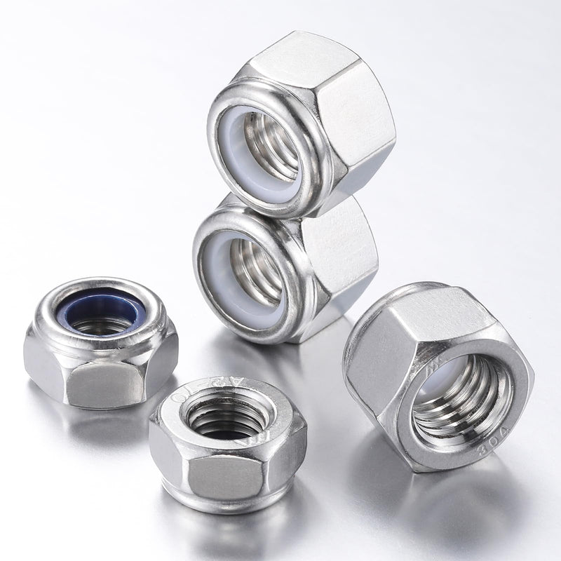Wensilon(50pcs) M8 Self Clinching Nuts 304 Stainless Steel Self-Lock Nylon Inserted Hex Lock Nuts 50