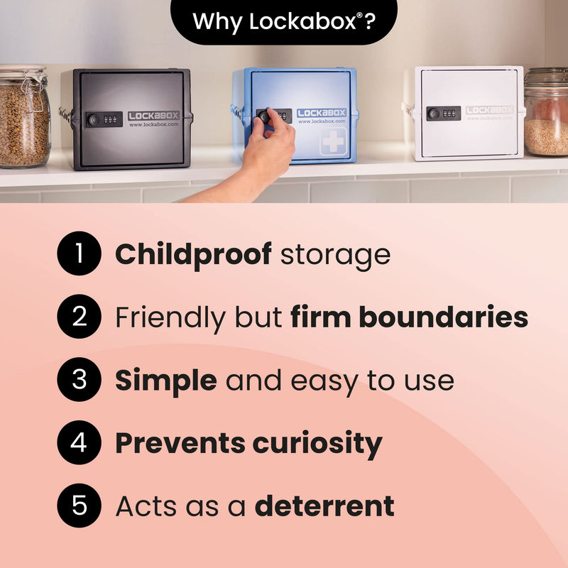 Lockabox Mini™ | Small Medicine Lock Box with Combination Lock (Half Letter Sized) | Mini Medical Lockable Box For Tablets, Creams & Medical Pens | External Size 8.8 x 6.1 x 4.7 Inches (Medi Red) Medi Red