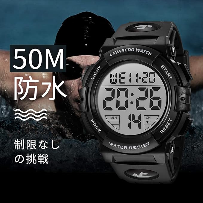 Men's Digital Sports Wristwatch, Multifunctional, LED Display, Outdoor Wristwatch, 03-black, Stylish - NewNest Australia