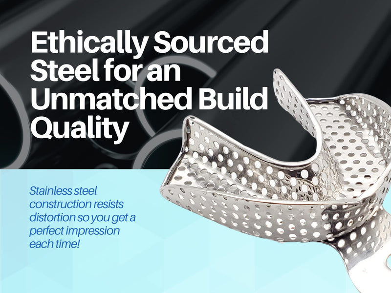 Dental Impression Trays 6 Heavy Duty Small Medium Large Upper and Lowers Stainless Steel by Wise Linkers USA