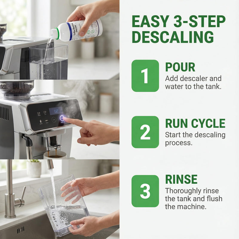 Descaling Kit Compatible with Delonghi Coffee Machines: 2 Full Maintenance Cycles | 2 Compatible with De'Longhi water Filters + 2x100ml Descaling Solution Replace Every 3 Months （6-Month）