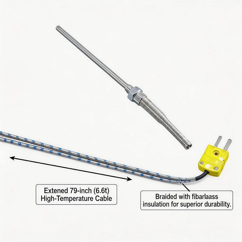 K Type thermocouple Probe M8 Thread Temperature Range -50°F to 1472°F | suitable for ovens kilns 3D printers and heating equipment