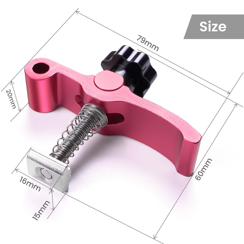 2PCS T-Track Hold Down Clamp for CNC Router Metalworking Woodworking, MDF Spoilboard with 6mm(0.24'') Threaded Hole Aluminum Spoilboard for M6 T-slot Nut 15 x 16mm(0.6 x 0.6'') 80mm-Length - NewNest Australia