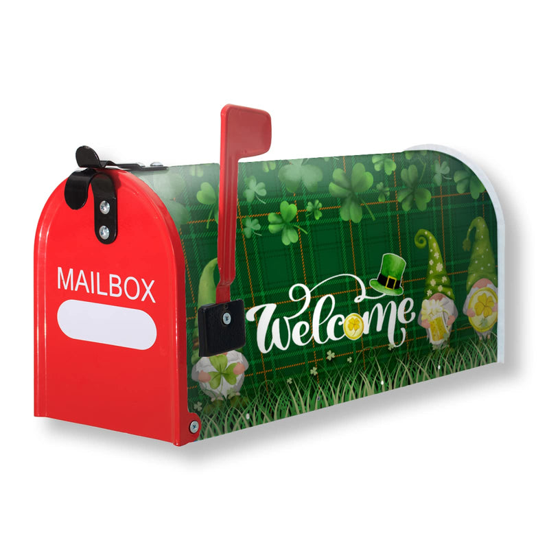 St. Patrick's Day Mailbox Cover,Waterproof Green Leprechauns Hat Shamrock Coin Beer Letter Post Box Cover Wrap Decoration Welcome Home Garden Outdoor 21''Lx18''W St. Patrick's Day 21x18 inch