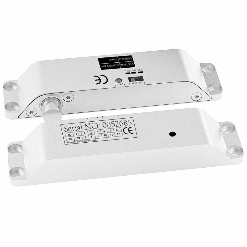 Electric Drop Bolt Lock DC 12V / 24V Fail Safe NC Mode Electronic Door Lock for Access Control Security Lock Door with Time Delay Surface Mounted Lock (Drop Bolt Lock)