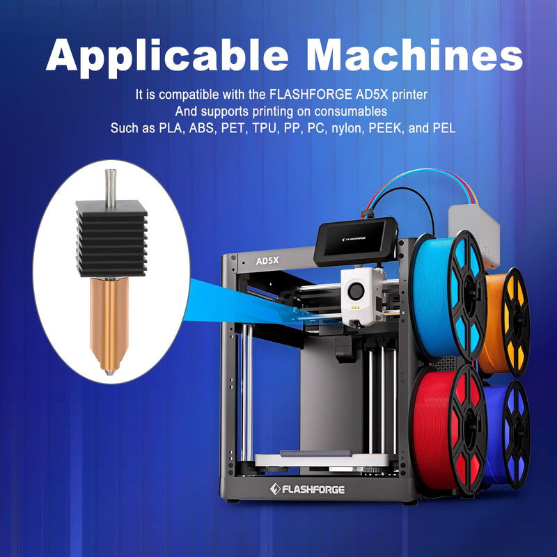 AD5X Hotend Kit, Integrated Dual Metal Nozzle hot end, Quick-Detachable Throat Heating Block, Enhanced Heat Dissipation & Stability, Compatible with Flashforge AD5X 3D Printer (0.25/0.4/0.6/0.8) 0.25/0.4/0.6/0.8