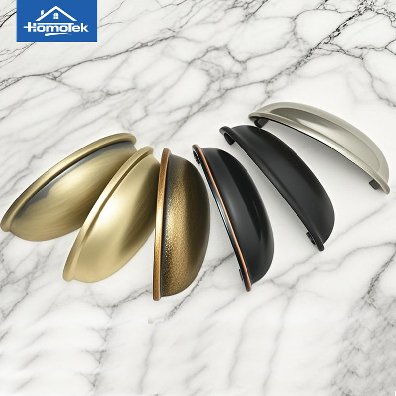 HOMOTEK 12 Pack Drawer Bin Cup Pulls Dresser Pulls for Cabinets Brass Bronze - 3 Inch Hole Centers Furniture Handles,Kitchen Cabinet Hardware