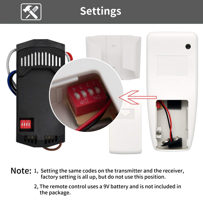 Universal Ceiling Fan Remote Control Kit Replacement for Harbor Breeze Hampton Bay Hunter Litex, 3-Speed Light Dimmer with FAN28R Receiver, Replace FAN-53T 2AAZPFAN53T 11T KUJCE9103 UC7030T FAN28R FAN-53T Remote Kit