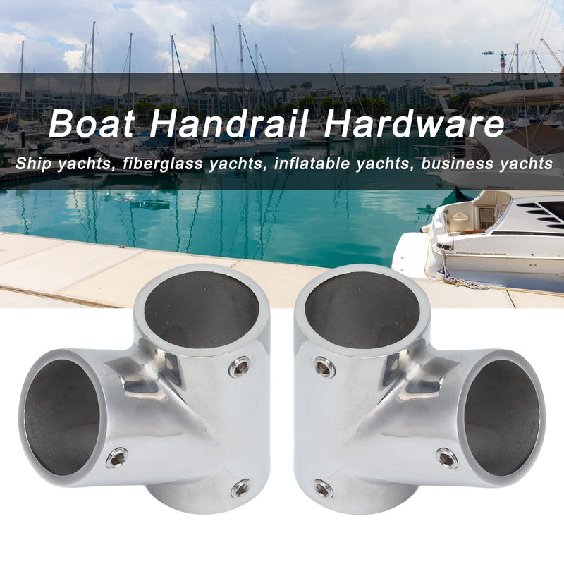 1 Pair Boat Handrail Fittings, 60 Degree Marine Grade Handrail Fitting 316 Steel Polishing Marine Hardware Parts Left Right Tee for Yachts 1"