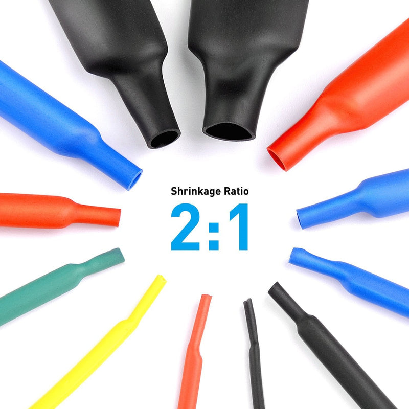 Nilight - 50005R Heat Shrink 2:1 Electric Insulation Tube Kit 45mm Flame Retardant Wrap Cable Sleeve 560pcs 5 Colors 12 Sizes with Storage Box，2 Years Warranty 560Pcs 2:1 Heat Shrink Tubing