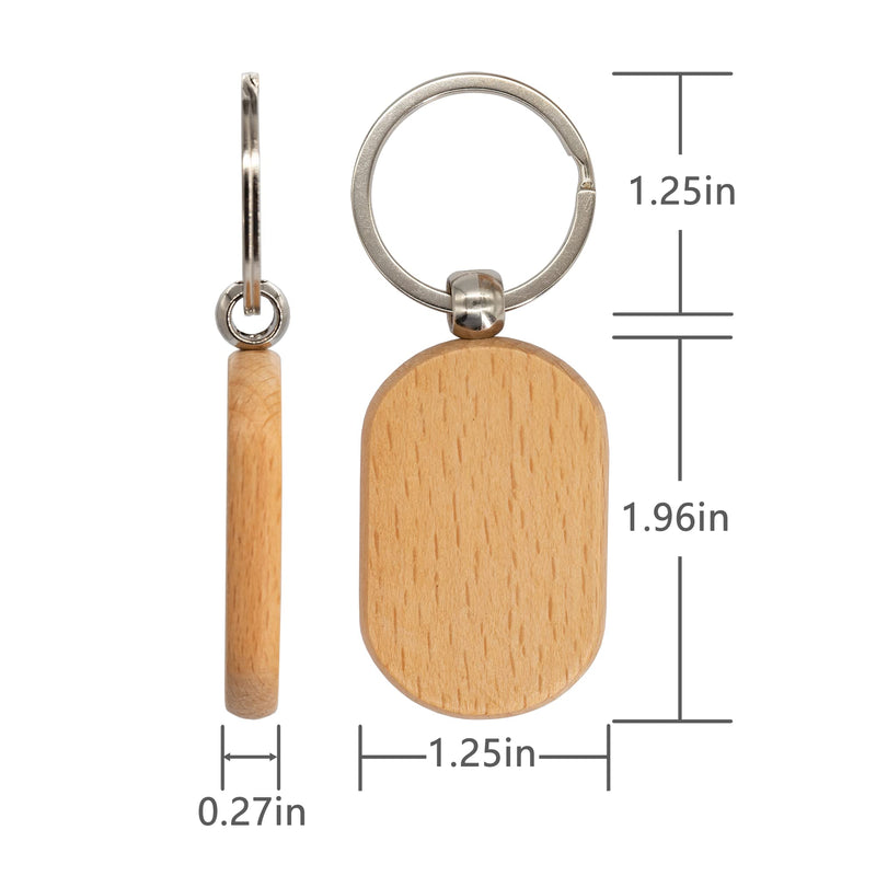 TFoRibbon Blank Wooden Key Tag Key Chain Rectangle Wood Engraving Blanks 20 Pack