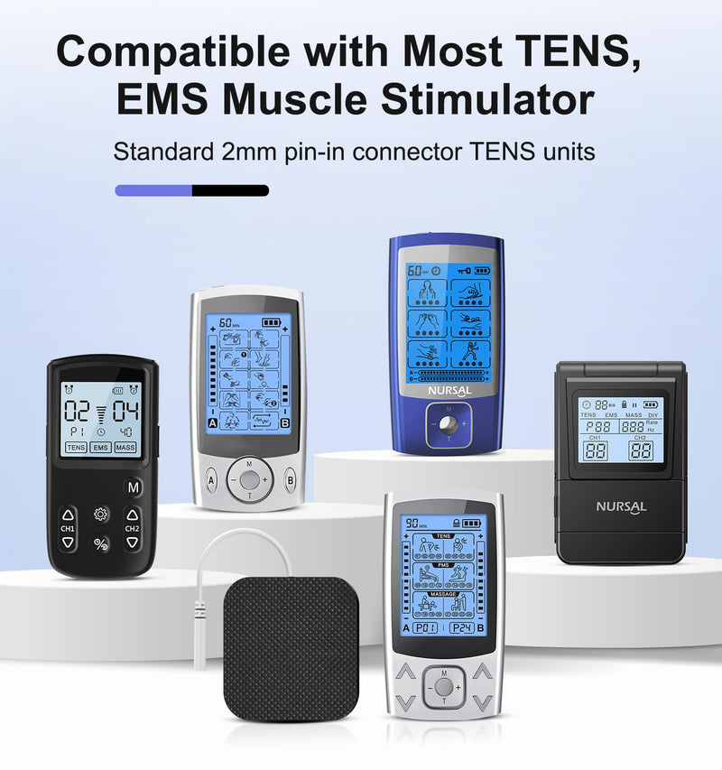 TENS Unit Replacement Pads, 2x2”20 Pcs Reusable Self-Adhesive TENS Unit Electrodes Pads, NURSAL Latex Free TENS Pads Replacement Compatible with AUVON, TENS 7000 Muscle Stimultaion Machine (Black)