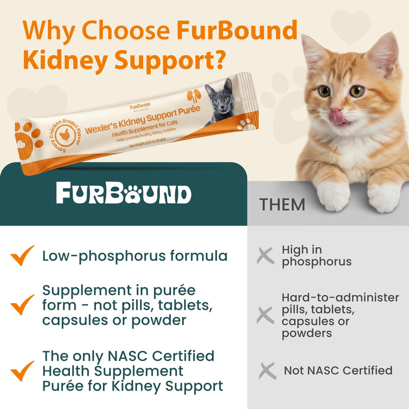 Wellness Kidney Support Purée for Cats - Renal Cat Health Supplement with Taurine, L-Carnitine, CoQ10, B-Complex, Yucca - Phosphorus-Conscious with Savory Chicken Breast Flavor - 10 Tubes 10 Pack