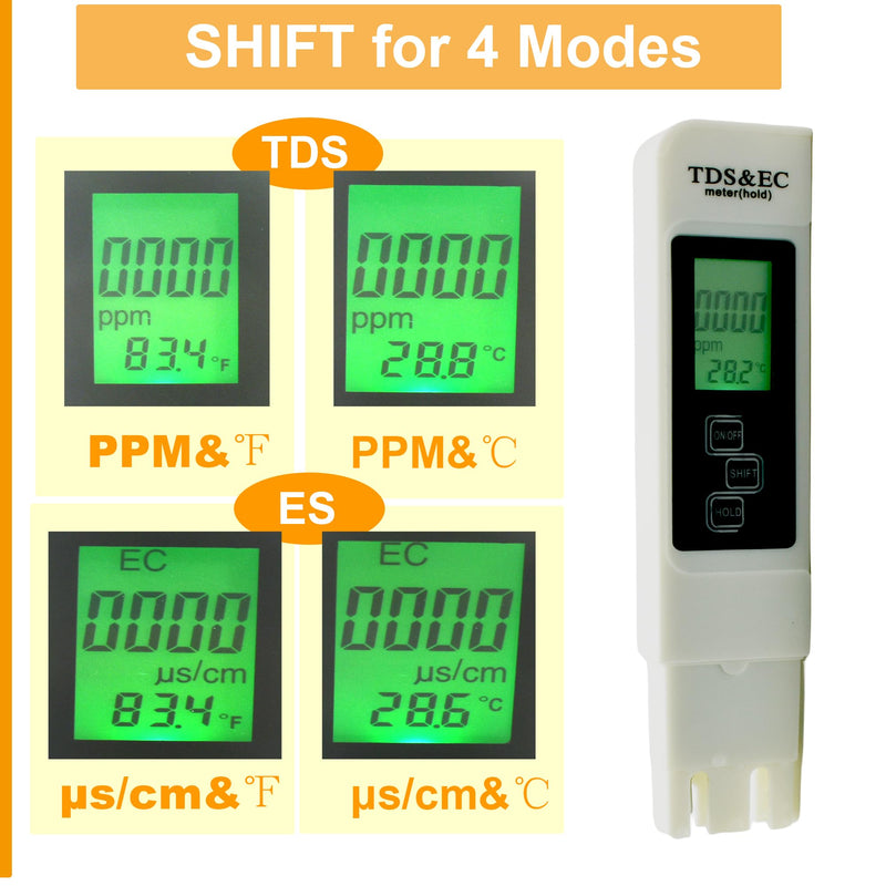 3 in 1 Digital Water Quality Tester, TDS, EC& Temperature Meter,0-9990ppm, Ideal Water Testing for Drinking Water,Pool, Aquariums. 2 PCS Come with Plastic Case