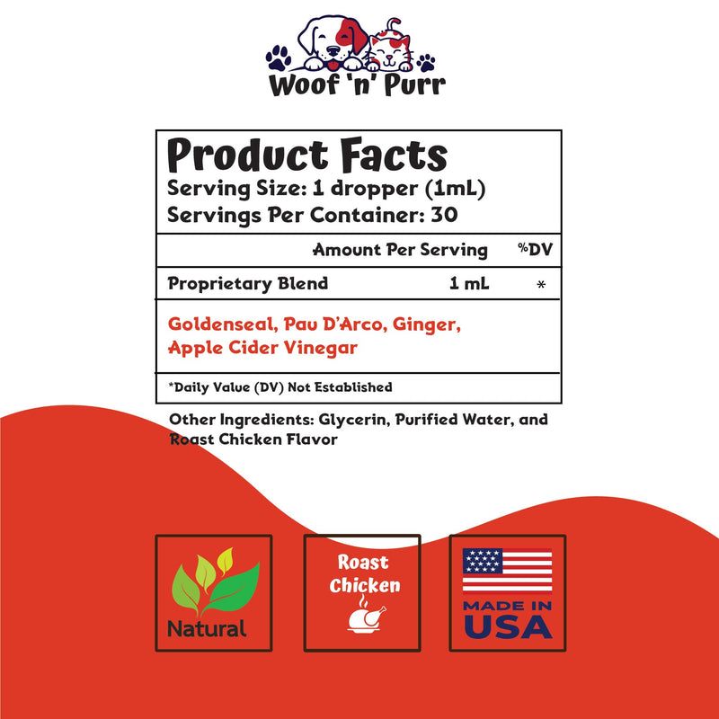 Natural Cat Antibiotic - Antibiotics for Cats - Pet Antibiotics - Cat Antibiotics - Cat Allergy Relief for Cats - Antibiotic for Cats - Cat UTI Antibiotics - 1 fl oz: Roast Chicken Flavor - PawsPlanet Australia