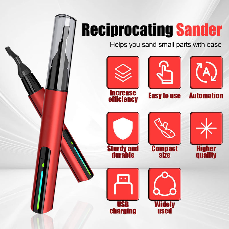Reciprocating Sander,USB Quick Charging Electric Sanding Pen,Mini Pen Sander With 8pcs Sanding Head