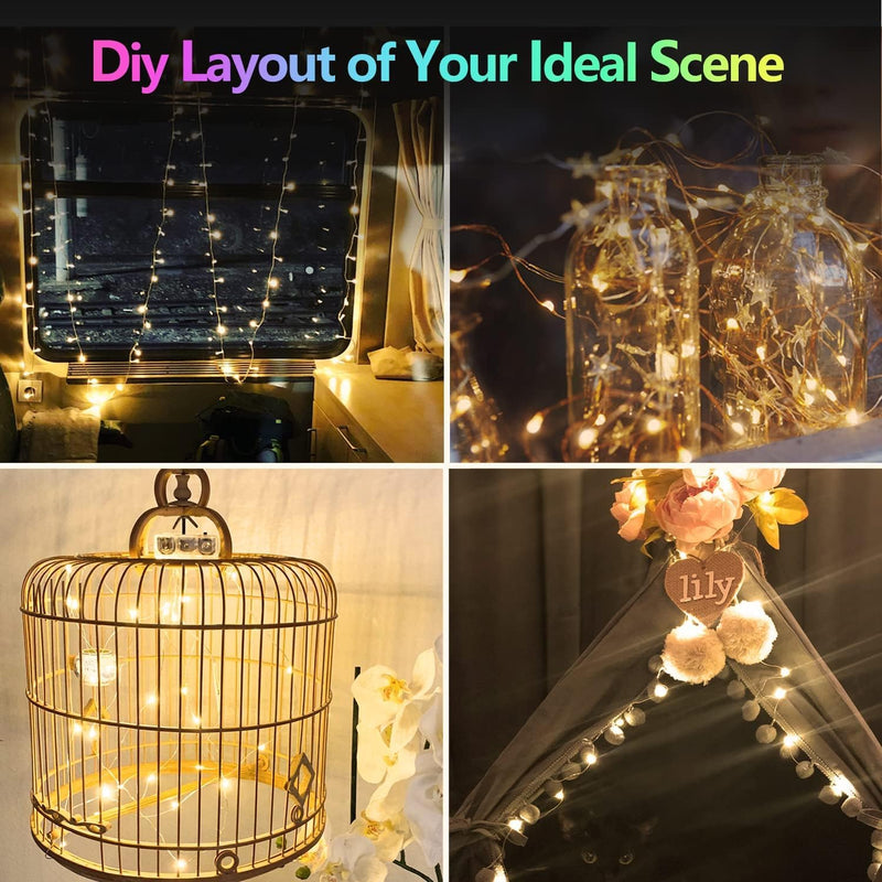 4 Pack Fairy Lights Battery Operated with Timer, Each 20FT 60LED Christmas String Lights Outdoor Indoor, Cuttable Battery Twinkle Lights for Bedroom Home Wedding DIY Christmas Decorations (Warm White) Warm White 4PK（60LED）