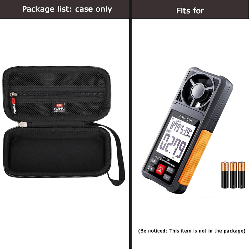 FBLFOBELI Hard Case for TopTes TS-501B Sound Level Meter/TopTes TS-301 Digital Anemometer Wind Speed Meter/TopTes TS-710 Light Meter Lux/Foot Candles Meter (Case Only) (Black) Black