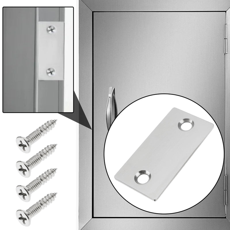 ECSiNG 12pcs Door Strike Hole Cover Stainless Steel Door Edge Hole Filler Plate with Screws 28x56.6mm for Covering Door Lock Hole