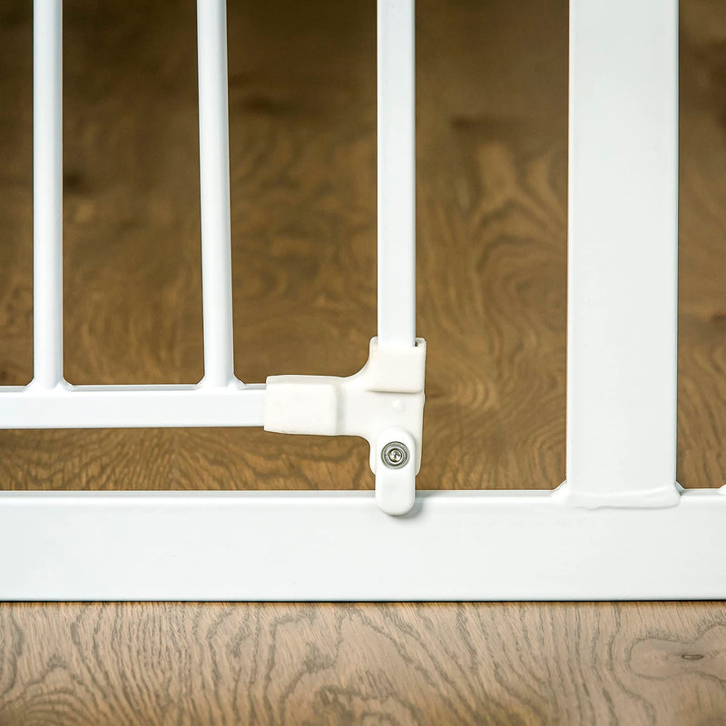 Regalo Safety 29-38.5" Baby Gate for Doorways & Bottom of Stairs, Pressure Mounted Baby Gate with Door for Babies, Toddlers & Pets, Tested & Safe for 30 Years, American Designed, American Owned, White 29-38.5"W x 30"H
