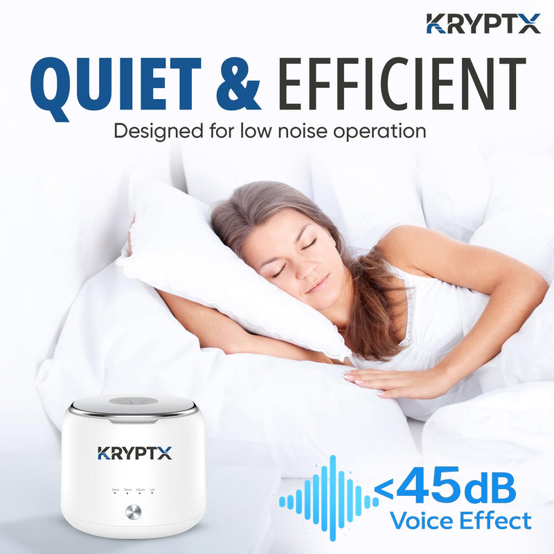 KRYPTX Ultrasonic Retainer Cleaner Machine - 45kHz with 200ML Tank, 4 UV-A+C Lights & 4 Modes - Dental Cleaning Pod Ultrasonic Cleaner for Retainers, Aligners, Mouth Guards, Toothbrush -White | Dedicated Toothbrush Slot, Type-C Charger, Low Noise White