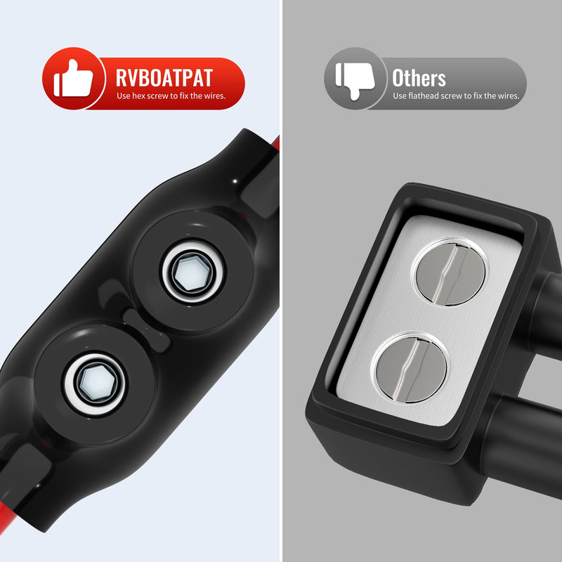 6 Pack Insulated Inline Splice Connector 4-14 AWG Aluminum to Copper Wire Connectors 5/32" Slotted Allen Hex Black Electrical Cable Connectors