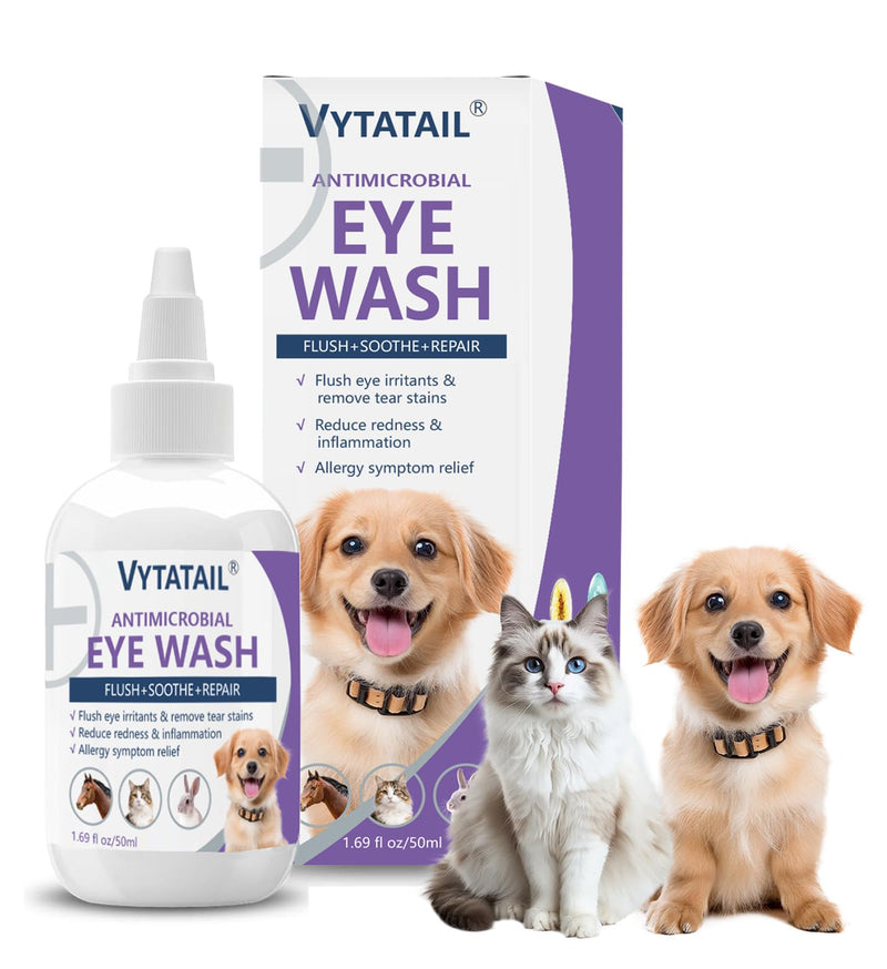 Dog and Cat Eye Wash | Eye Drops for Dogs and Cats Vet-Recommended Pet Eye Infection Treatment to Soothe Infection Allergy, Relieve Dry Eyes Pink Eyes, Pet Tear Stain Cleaner - 50ml