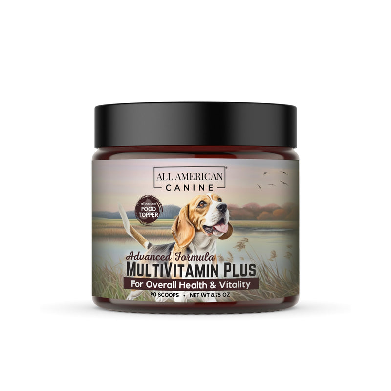 All American Canine Multivitamin Powder - Glucosamine & Chondroitin for Joint Health, Digestive Enzymes & Probiotics for Immunity, Skin & Coat, Beef Flavor 90 Servings
