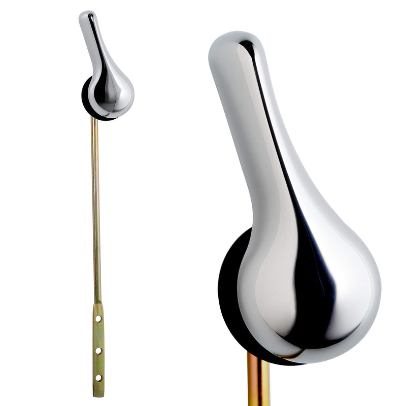Qualihome Toilet Handle Lever Flush Replacement, Front Mount, Chrome, Universal Fitting Chrome Polished
