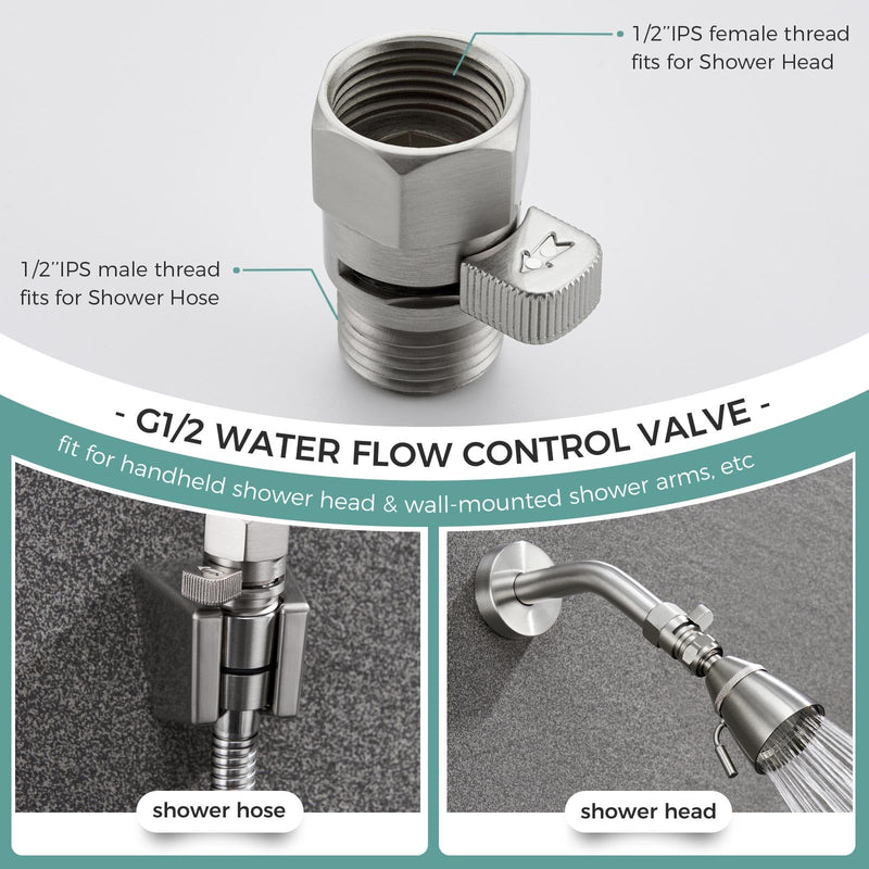 Shower Valve, Aomasi Brass Construction Water Flow Restrictor High Pressure Controller Universal Handheld Shower Hose Bidet Sprayer Switch with Lever Handle Brushed Nickel