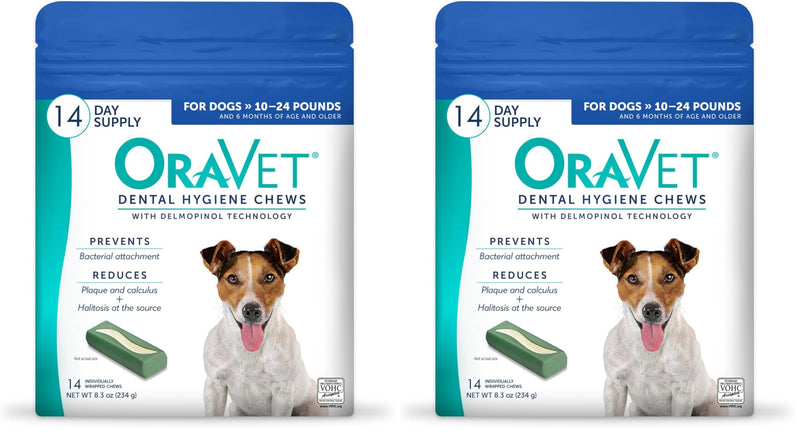 OraVet Dental Hygiene Chews for Small Dogs, Oral Care with Delmopinol, Vanilla Flavor, 14 Count (Pack of 2)