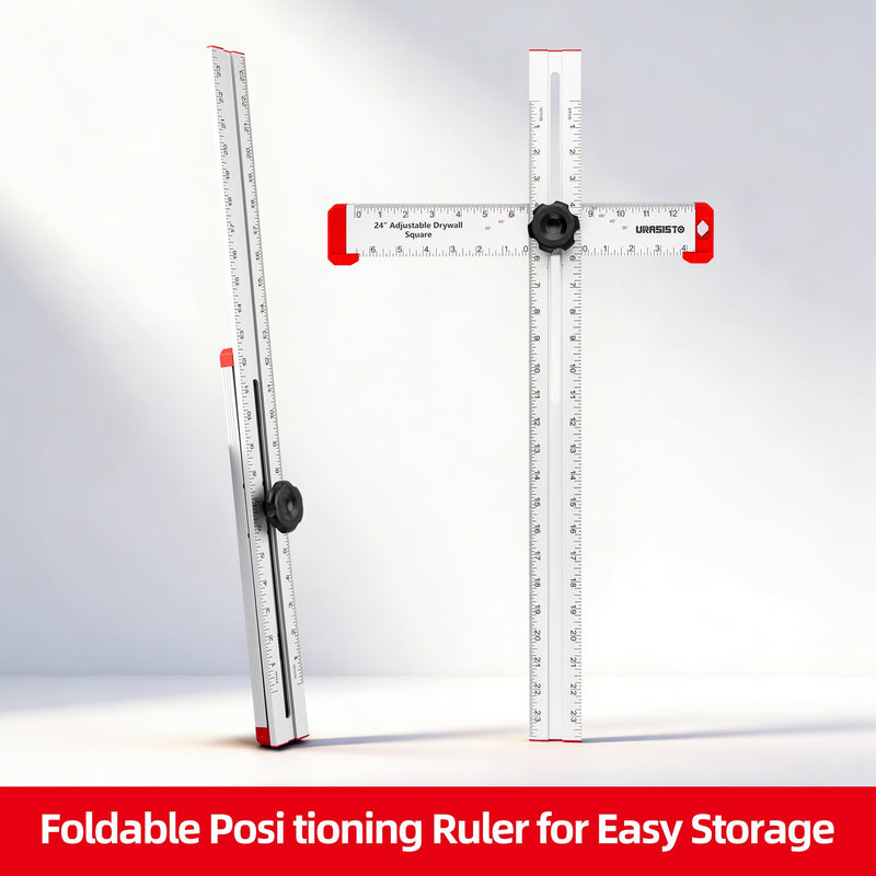 URASISTO 24 Inch T-Square Tool, Aluminum Adjustable Drywall T-Square Ruler, Multi Angle Measuring Ruler for Layout and Marking