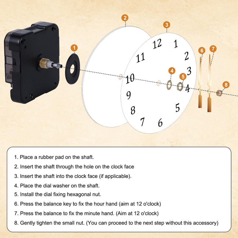 Quartz Clock 12888 Movement Replacement, Black Wall Clock Mechanism Replacement Clock Motor Battery Operated Wall Clock Repair Parts Kit for Wall Clock Without Second Hand & DIY