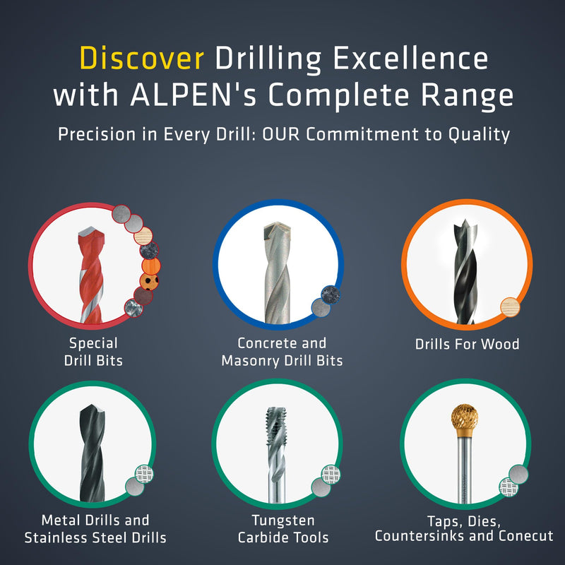 ALPEN 3-Piece Glass & Tile Drill Bit Set – Tungsten Carbide Spear Point for Ceramic Tile, Glass, Mirror & Porcelain – Clean, Chip-Free Holes – Austrian Engineering 3 PCS Set