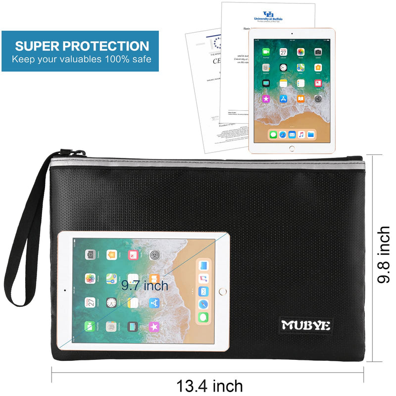 Fireproof Waterproof Money Document Bag - Safe Zipper Bags with Reflective Strip, Fire & Water Proof Storage Organizer Pouch for A4 Important Documents Holder,File,Cash,Passport,Tablet (13.4" x 9.8") 13.4" x 9.8"