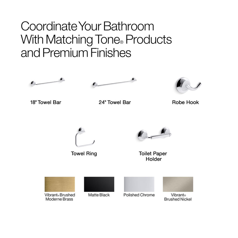 Kohler 27428-BMB Tone-Towel Ring, Matte Black w/Moderne Brass