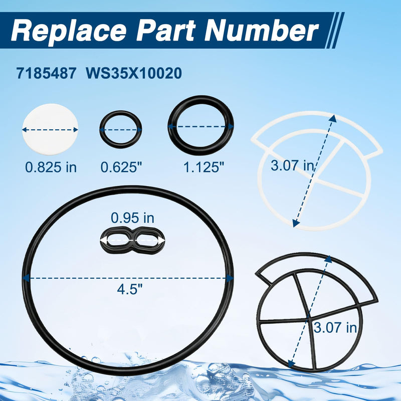 Water Softener Seal Kit Water Softener Rotor Disk Repair Kit Compatible with Whirlpool GE Sears Kenmore Morton North Star with 8 Bolts 1" Valve Replace# 7185487 WS35X10020