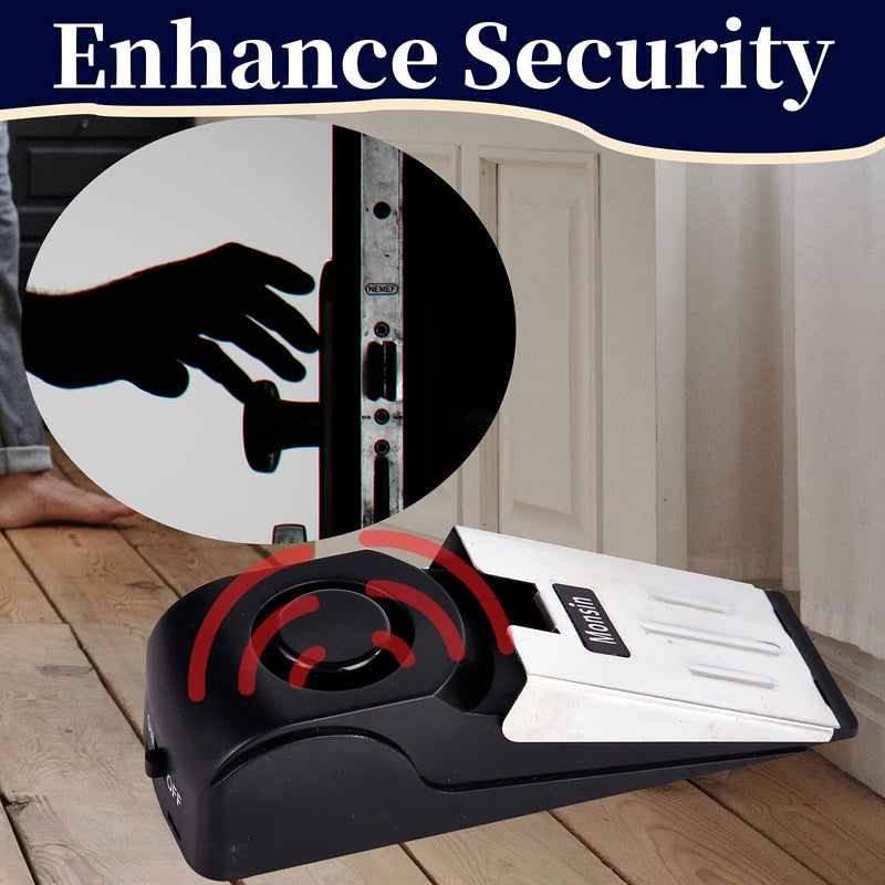 Door Stop Alarm, Door Stopper with 120DB Security Alarm, Floor Wedge Doorstop for Travel Apartment Home House (Pack of 1) 1 Pack Black