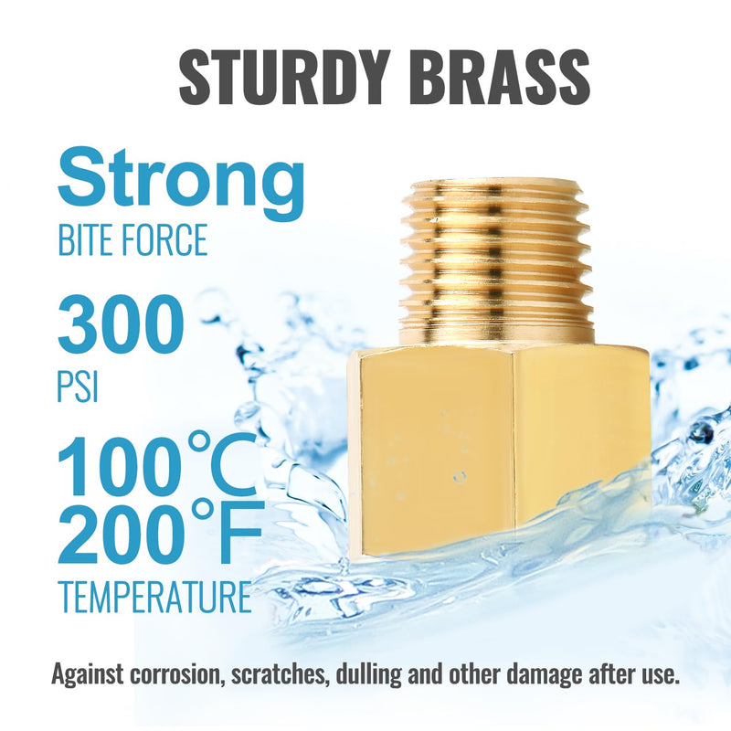SUNGATOR Brass Pipe Fitting, 1/2" NPT Male Pipe x 1/2" NPT Female Pipe Brass Fitting Adapter, 1/2 Inch Male to 1/2 Inch Female Pipe Fitting Adapter, 1/2'' NPT Brass Pipe Extension Fittings, Pack of 4 1/2" Male x 1/2" Female
