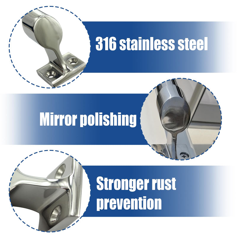 6pcs Boat Hand Rail Bracket, 316 Stainless Steel Boat Hand Rail Fitting, End-Right/Center/Front-Lift Bracket Stanchion for 1 inch OD Tube, Marine 60° Heavy Duty Boat Yacht Stanchion Fitting